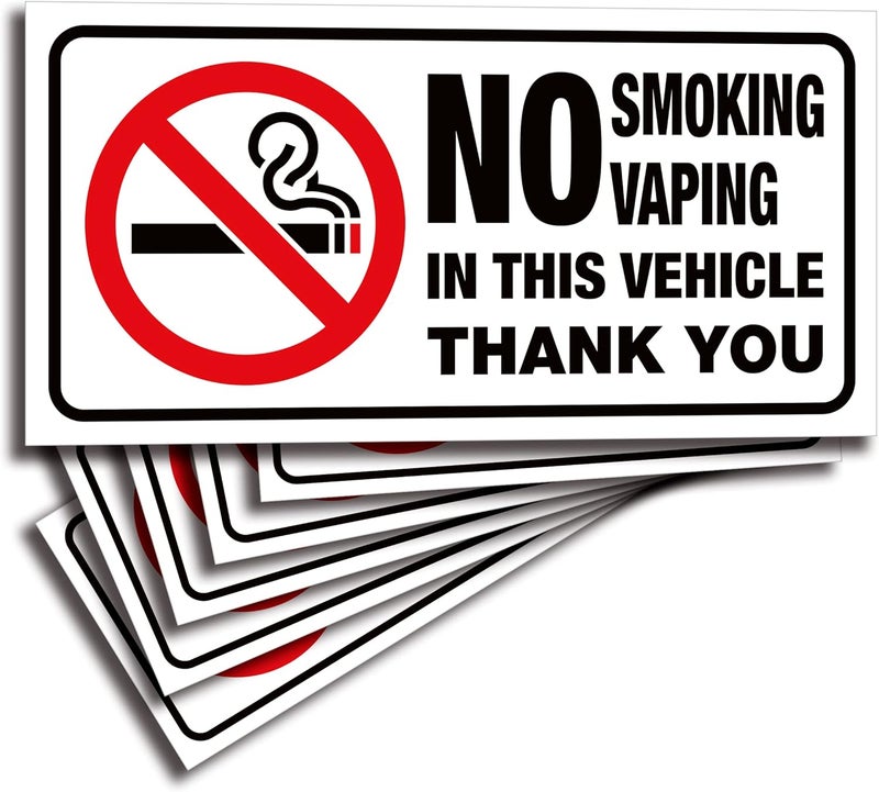 iSYFIX No Smoking No Vaping for Vehicles Stickers - 6 Pack 3x1.5 inch - Premium Front Adhesive Vinyl, Labels, Laminated for Ultimate UV, Weather, Scratch, Water & Fade Resistance, Indoor & Outdoor - Image 1